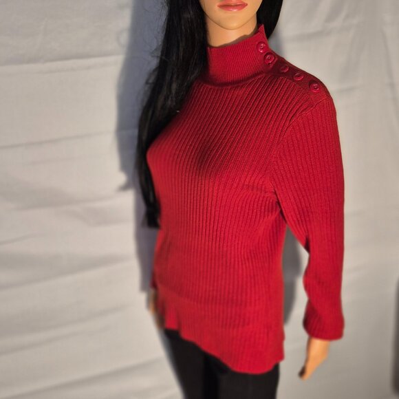 WORTHINGTON Very Pretty Channeled Turtleneck sweater, Red in size Medium - Picture 1 of 16